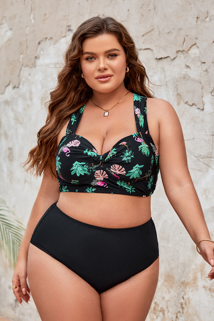 Bikini torsad¨¦ sur le devant et taille haute classique