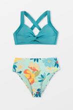 Charger l&#39;image dans la galerie, Bikini haut push-up torsad¨¦ ¨¤ imprim¨¦ floral et taille haute
