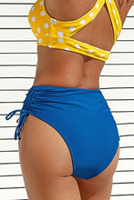 Charger l&#39;image dans la galerie, Bas de bikini taille haute fronc¨¦ sur les c?t¨¦s bleu
