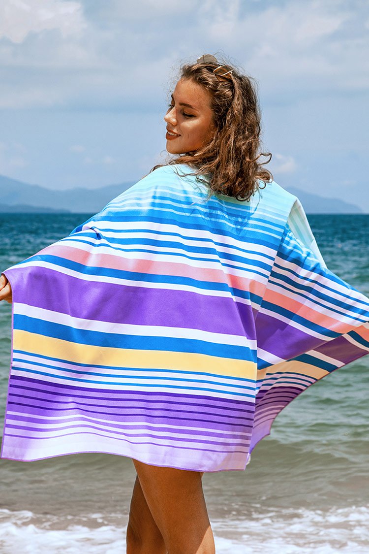 Serviette de plage ¨¤ rayures Fuschia